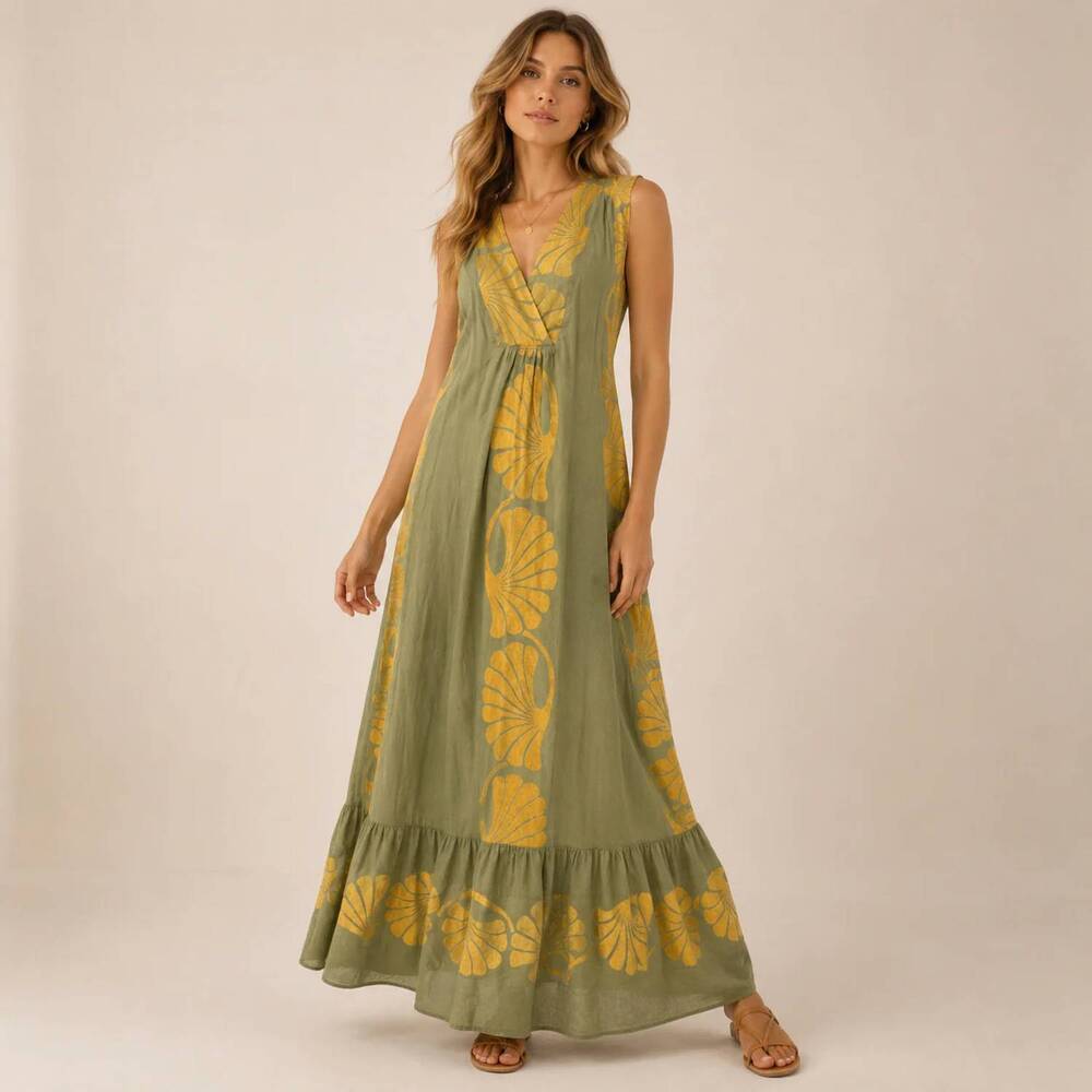 NEW MYSTERY RESORT verdina maxi dress in olive